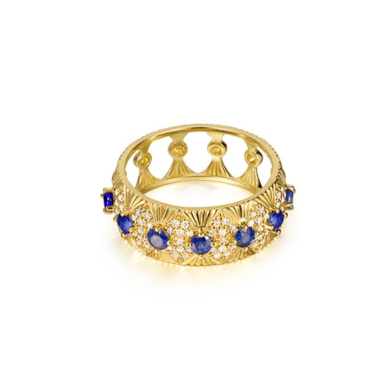 Anello Mezzo Giro Sistina - Oro Giallo, Riviera di Zaffiri & Diamanti - 4