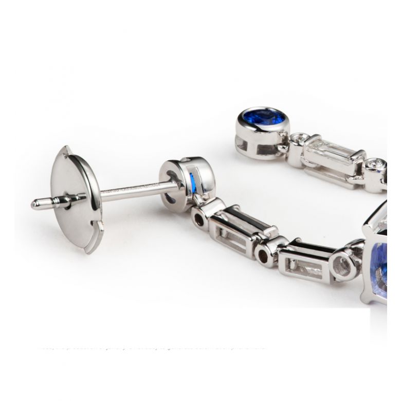 Boucle d oreille Élisabeth Ière - Saphir, diamant & Or blanc - 5
