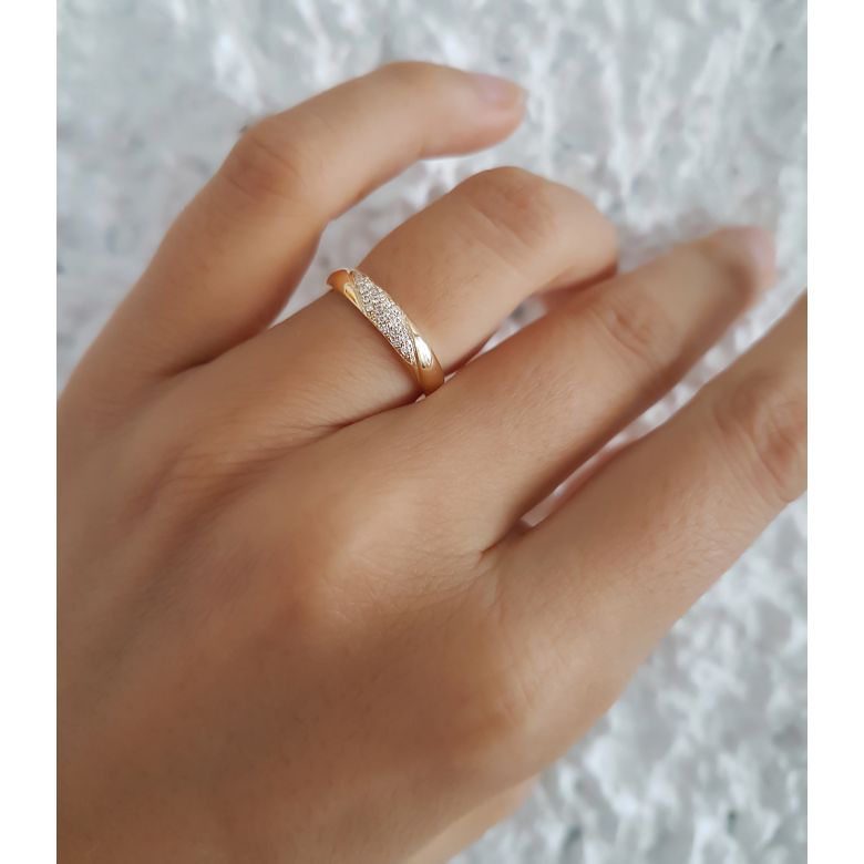 Fede Nuziale da Donna Attorno A Me - Fedina Oro Giallo, Diamante - 7