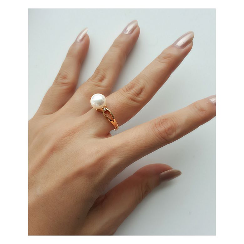 Anello Akina - Oro Giallo, Diamanti e Perla Akoya - 6