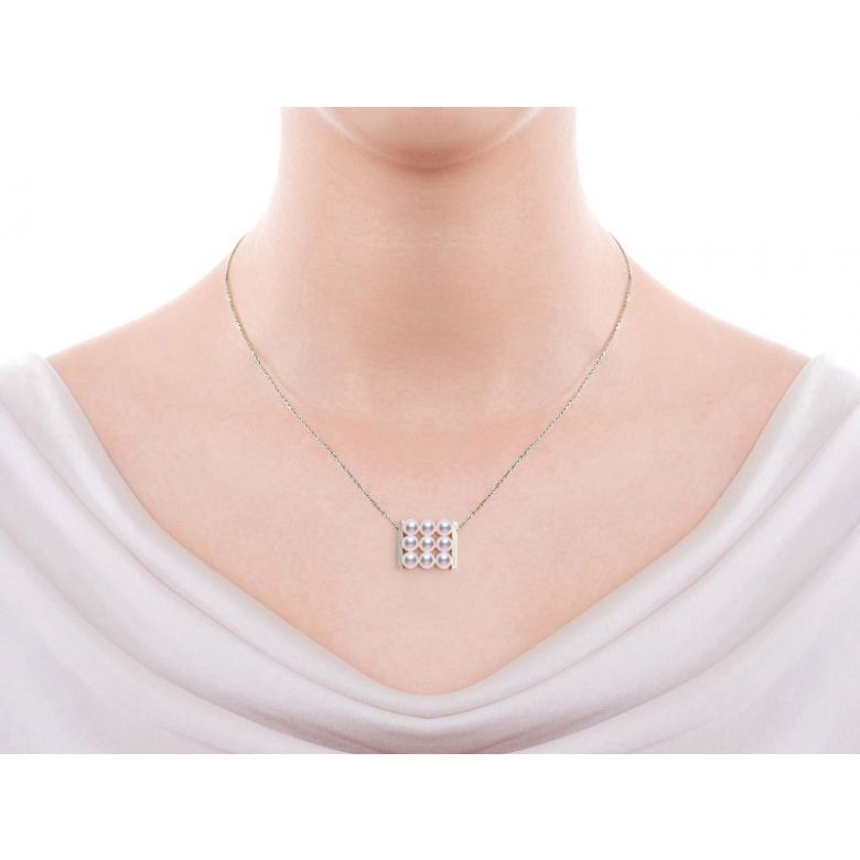 Ciondolo Tezuka - Oro Bianco 18kt e Perle Akoya - 2