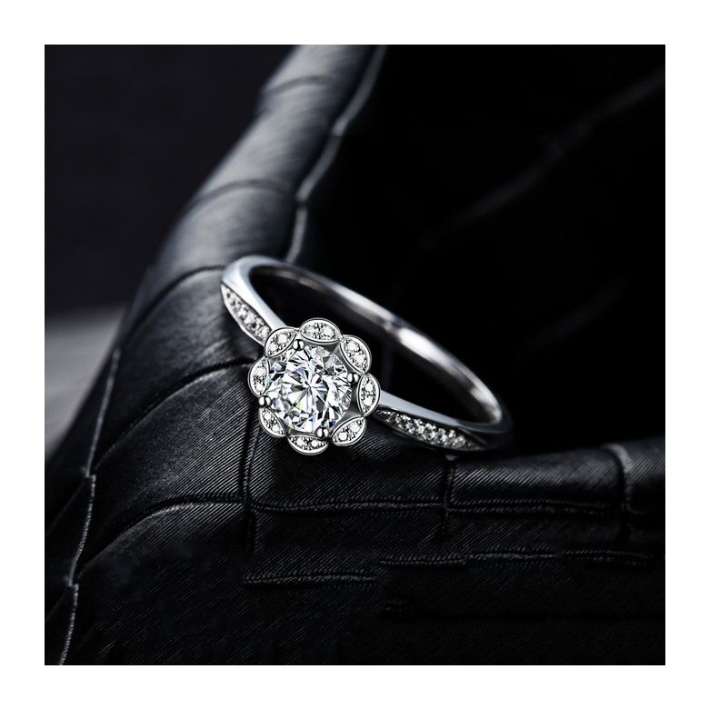 Anello solitario con diamante in oro bianco - Jasmin étoilé - 4