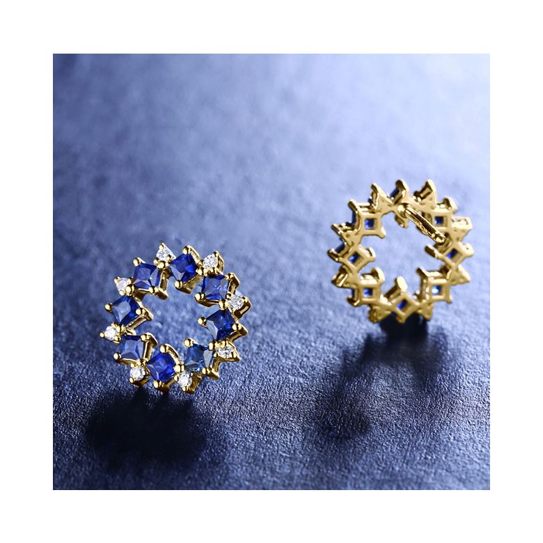 Orecchini a Lobo Bleuet - Oro Giallo, Diamanti & Zaffiri - 4