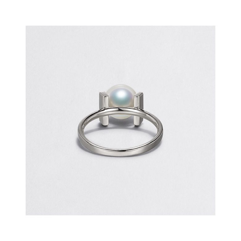 Anello Otohiko - Oro Bianco, Diamanti e Perla Akoya - 6
