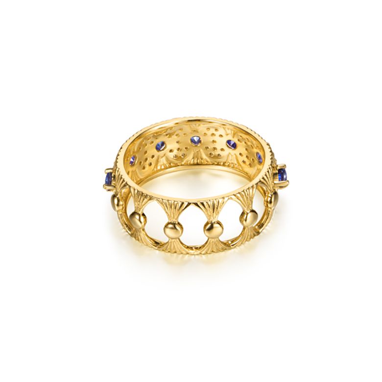 Anello Mezzo Giro Sistina - Oro Giallo, Riviera di Zaffiri & Diamanti - 9