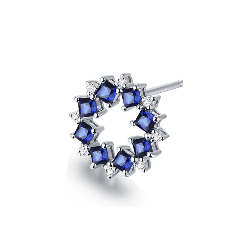 Orecchini a Lobo Bleuet - Oro Bianco, Diamanti & Zaffiri - 5