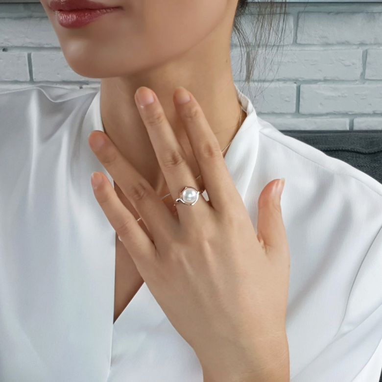 Anello Coco - Oro Bianco e Perla Akoya Giappone - 10