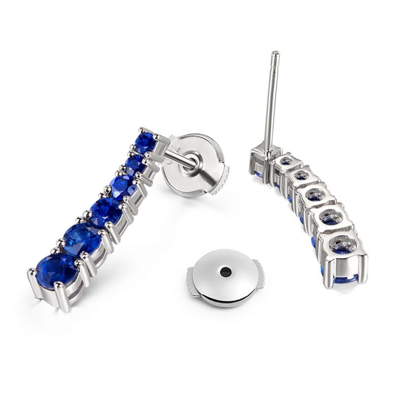 Orecchini A Lobo Montecristo Blu - Oro Bianco & Zaffiri - 6