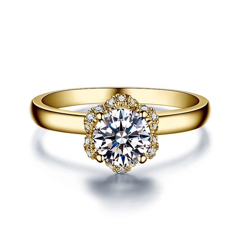Anello di Fidanzamento Seducente Ranuncolo - Diamante Solitario Composto & Oro Giallo | Gemperles - 5