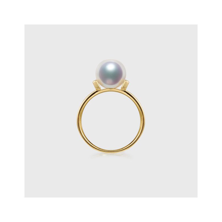 Anello Otohiko - Oro Giallo, Diamanti e Perla Akoya - 9