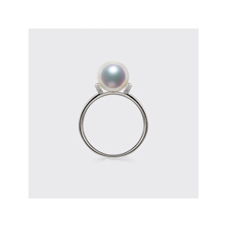 Anello Otohiko - Oro Bianco, Diamanti e Perla Akoya - 8