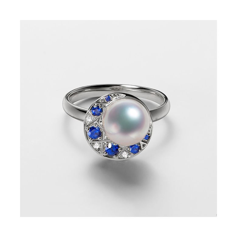 Anello Mikadzuki - Perla Akoya Bianca & Oro Bianco 18kt - 7