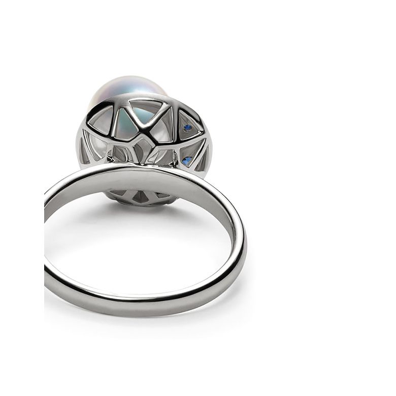 Anello Mikadzuki - Perla Akoya Bianca & Oro Bianco 18kt - 2