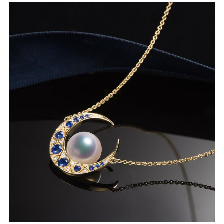 Parure di perle Mikadzuki I Akoya e zaffiri. Luna crescente - 9