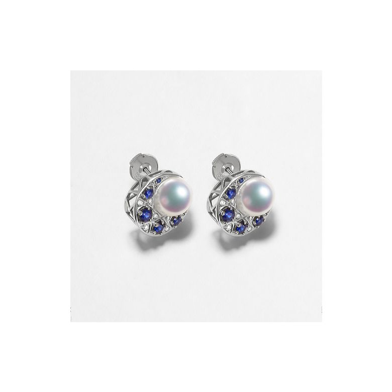Orecchini Mikadzuki - Perle Akoya Bianche & Oro Bianco 18kt - 7