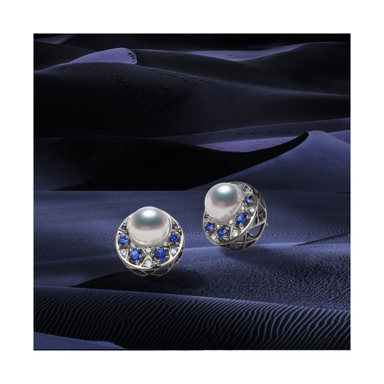 Orecchini Mikadzuki - Perle Akoya Bianche & Oro Bianco 18kt - 8