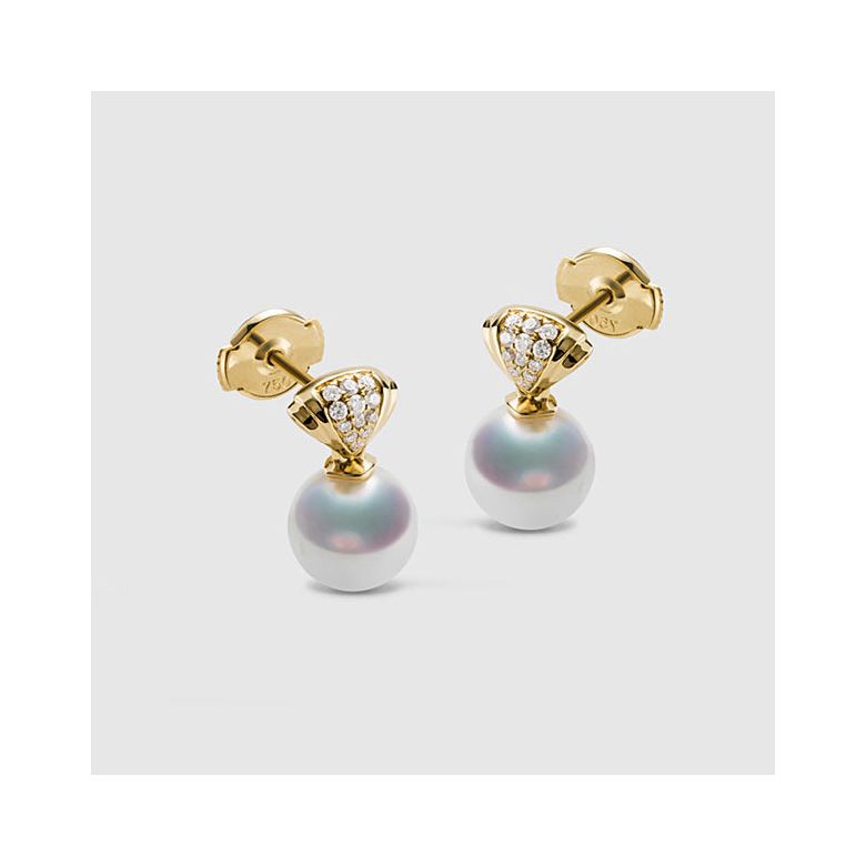 Ciondolo, anello e orecchini Sarah Bernhardt. Perle Akoya, oro giallo, diamanti - 5