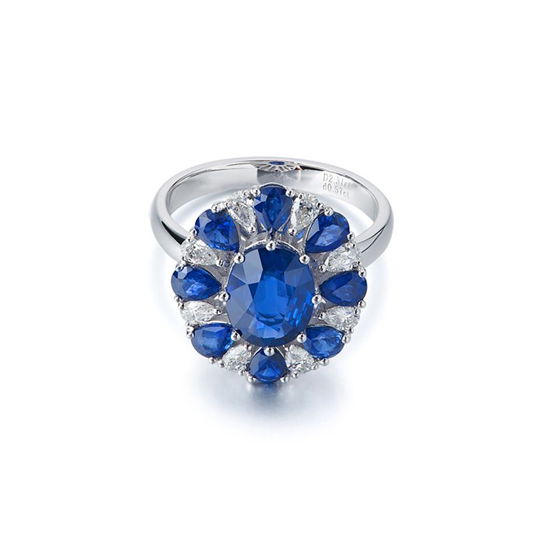 Anello Marguerite Du Cap - Oro Bianco, Diamanti & Zaffiri - 10