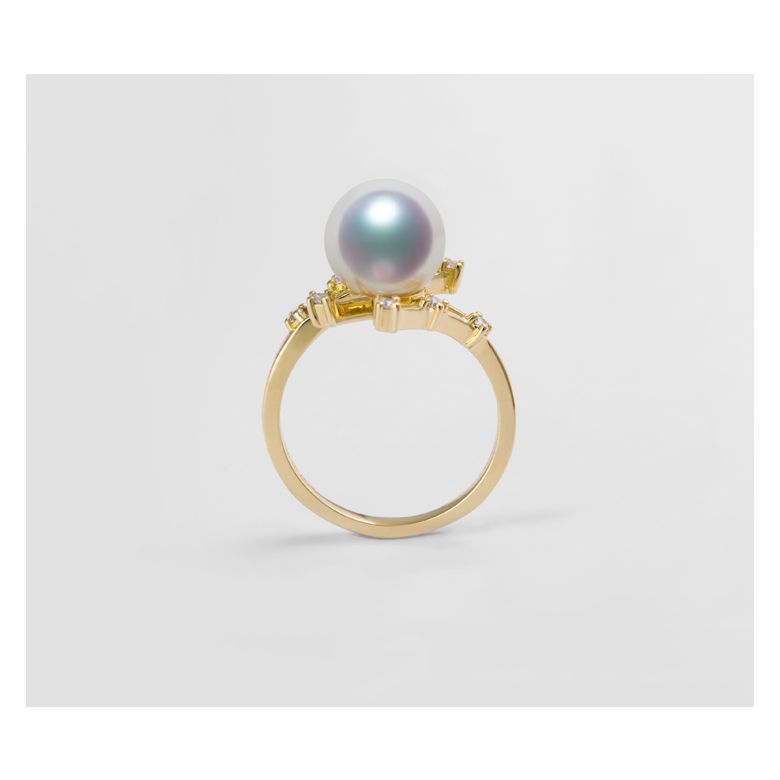 Anello Yuki - Oro Giallo, Diamanti e Perla Akoya - 11