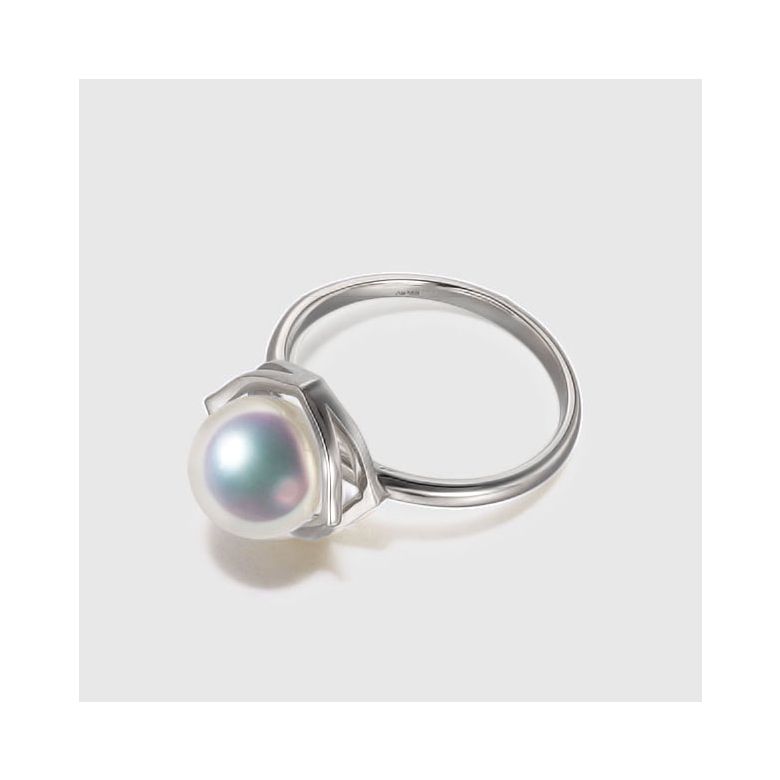 Anello Coco - Oro Bianco e Perla Akoya Giappone - 7