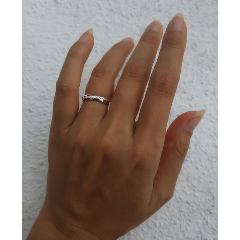 Fede Nuziale da Donna Téa - Oro Bianco e Diamanti - 7