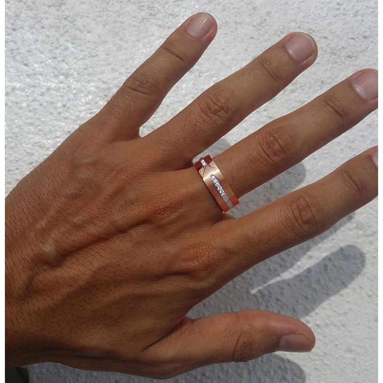 Anello Uomo in Oro giallo, bianco e Diamanti | Camillo - 4