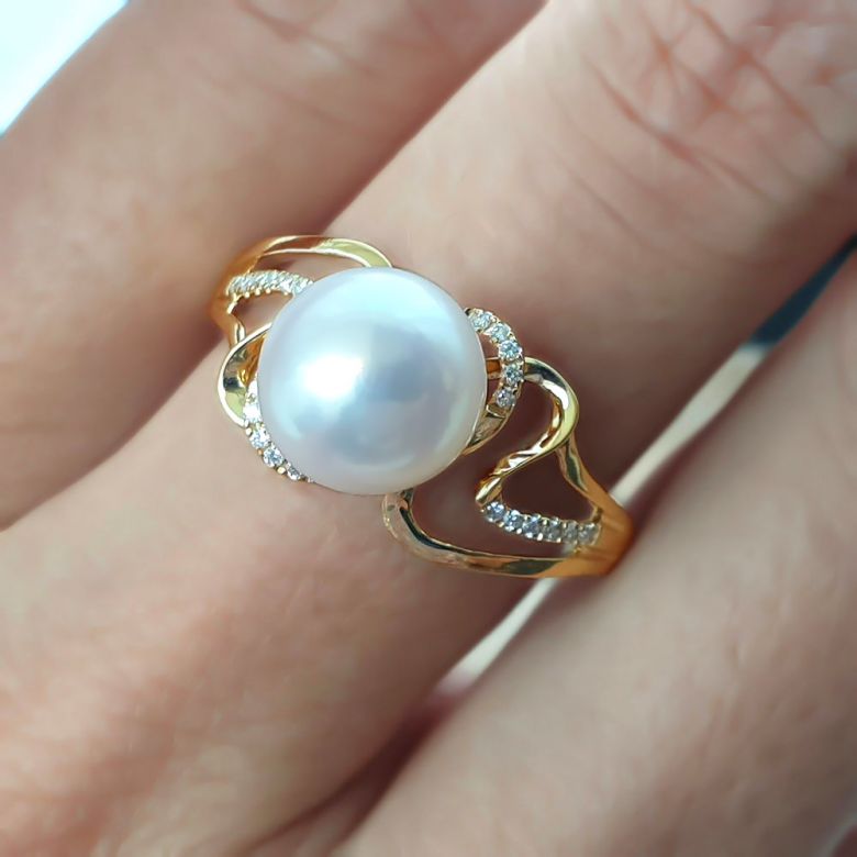 Anello Corinthe - Oro Giallo, Perla d'Acqua Dolce - 4