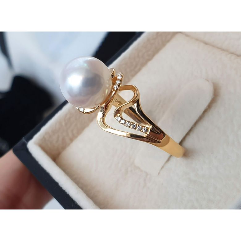 Anello Corinthe - Oro Giallo, Perla d'Acqua Dolce - 6