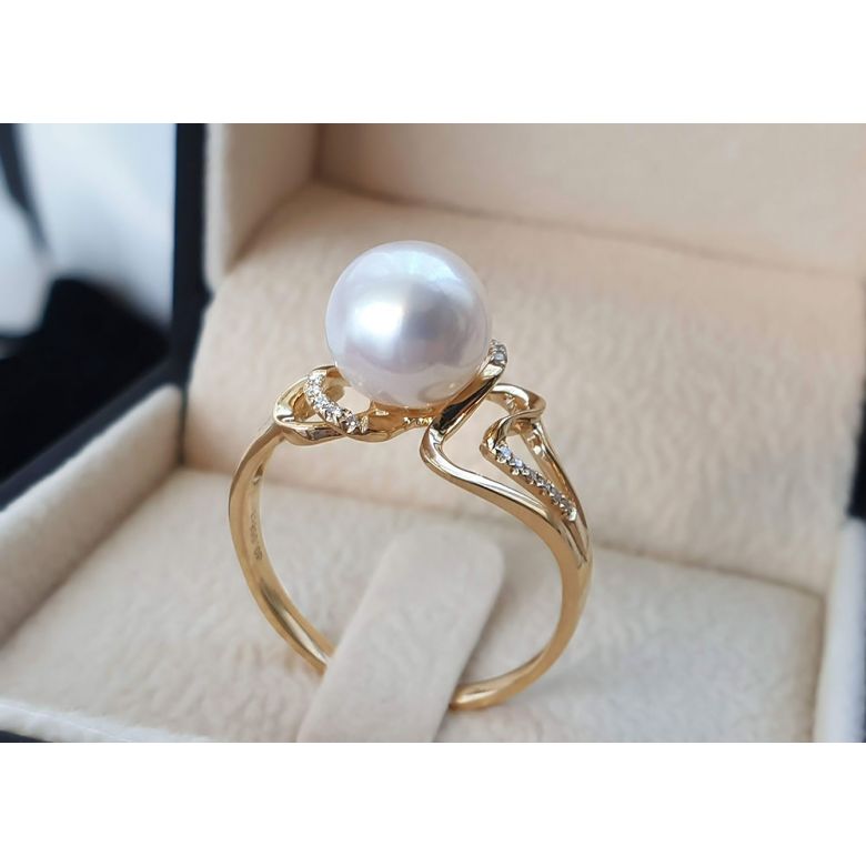 Anello Corinthe - Oro Giallo, Perla d'Acqua Dolce - 7