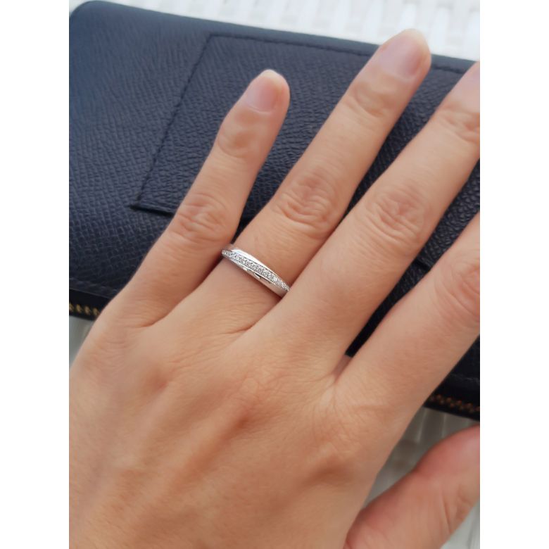 Fede Nuziale da Donna Téa - Oro Bianco e Diamanti - 1