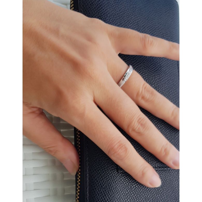 Fede Nuziale da Donna Téa - Oro Bianco e Diamanti - 9