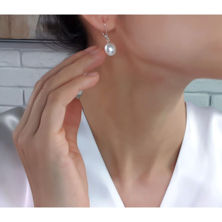 Orecchini Aurore - Perle Acqua Dolce Bianche - Monachella Oro Bianco - 4