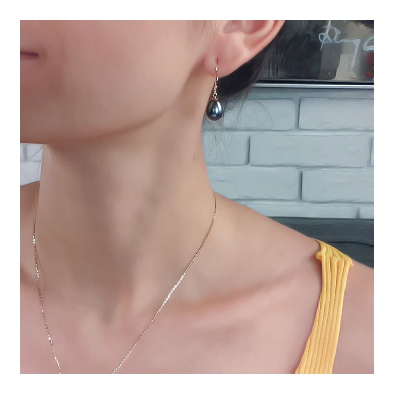 Orecchini Bastet - Perle Acqua Dolce Nera, Monachella Oro Giallo - 4