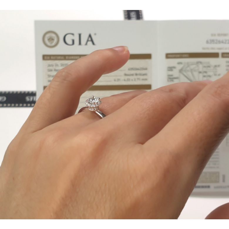 Anello di Fidanzamento Seducente Ranuncolo - Diamante Solitario Composto & Oro Bianco | Gemperles - 8