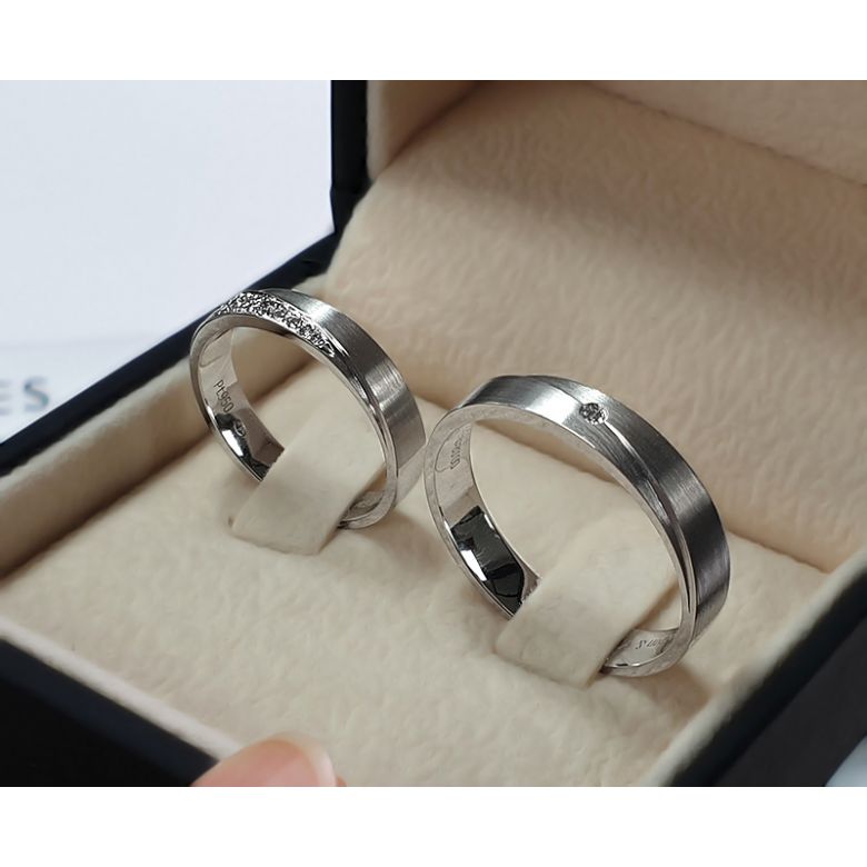 Fedi Nuziali Sillage Amoureux - Platino, Diamanti - 1
