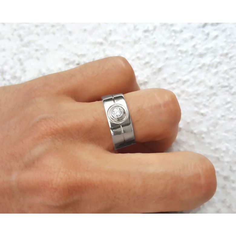 Anello da Uomo in Oro bianco 18 carati. Anello con diamante | Octave - 4