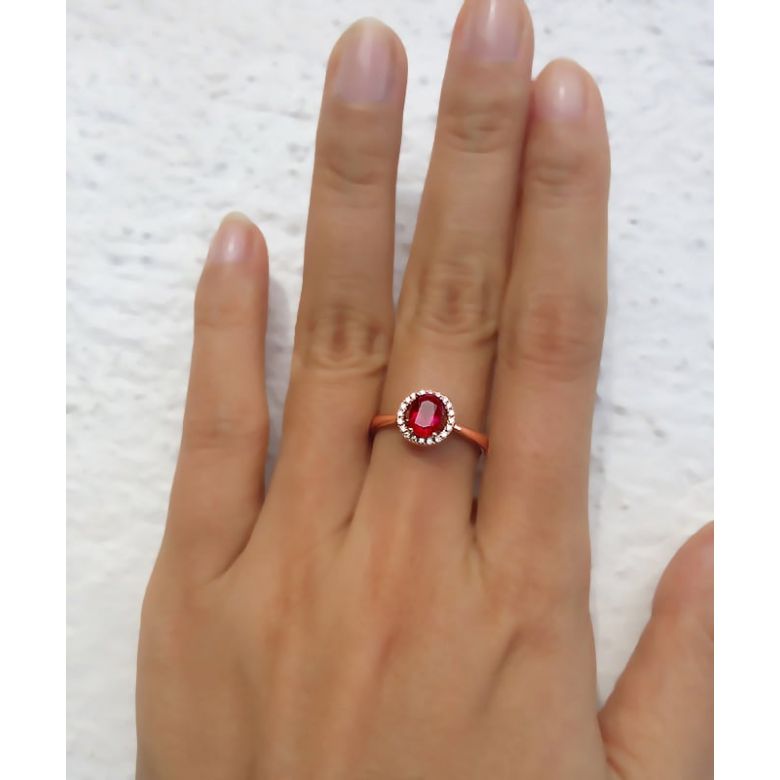 Anello Di Fidanzamento Portami Via - Oro Rosa, Diamanti & Rubino Birmano - 2