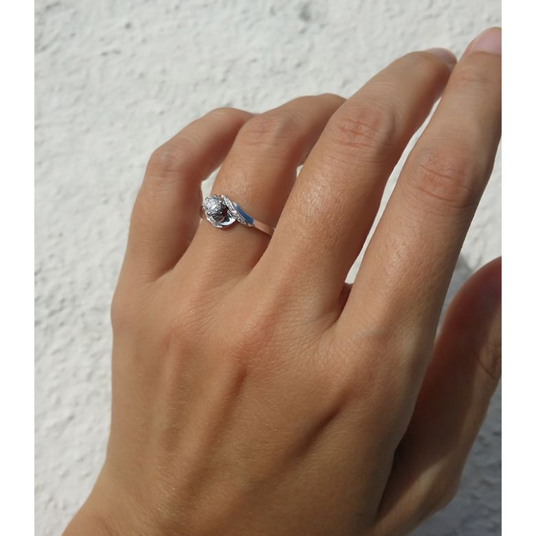 Anello Solitario di Fidanzamento Laccio - Platino & Diamanti | Gemperles - 9