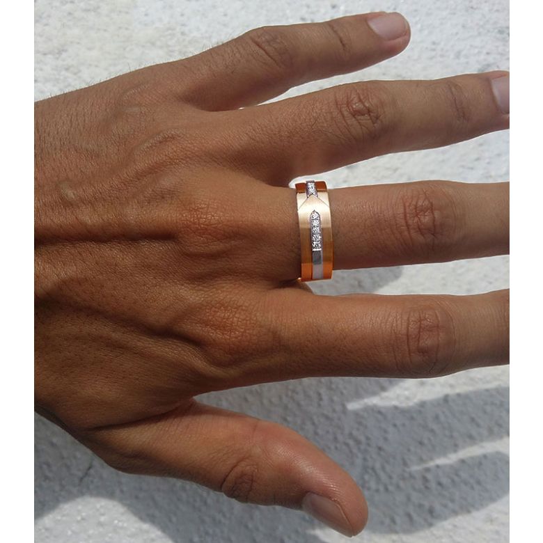 Anello Uomo in Oro giallo, bianco e Diamanti | Camillo - 5