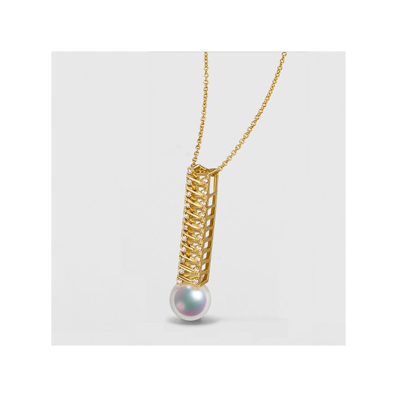 Ciondolo Hatsune Miku - Oro Giallo 18kt, Diamanti e Perla Akoya - 4