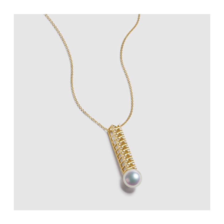 Ciondolo Hatsune Miku - Oro Giallo 18kt, Diamanti e Perla Akoya - 3