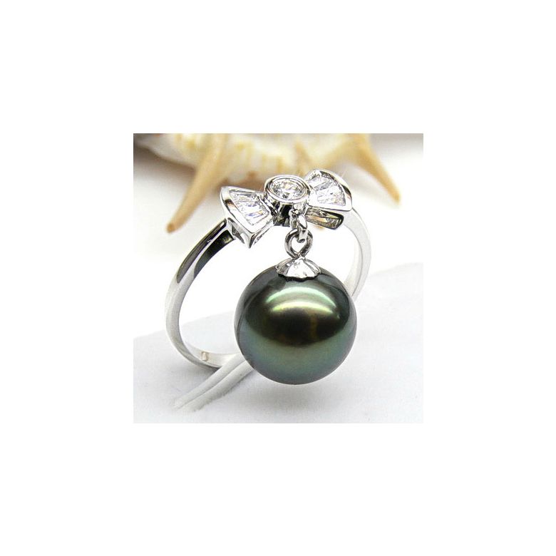 Anello Noeud Pap - Oro Bianco, Diamanti e Perla di Tahiti - 2