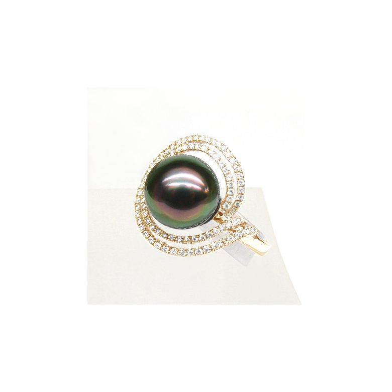 Anello Arc de la Sonde - Oro Giallo, Diamanti e Perla di Tahiti - 5