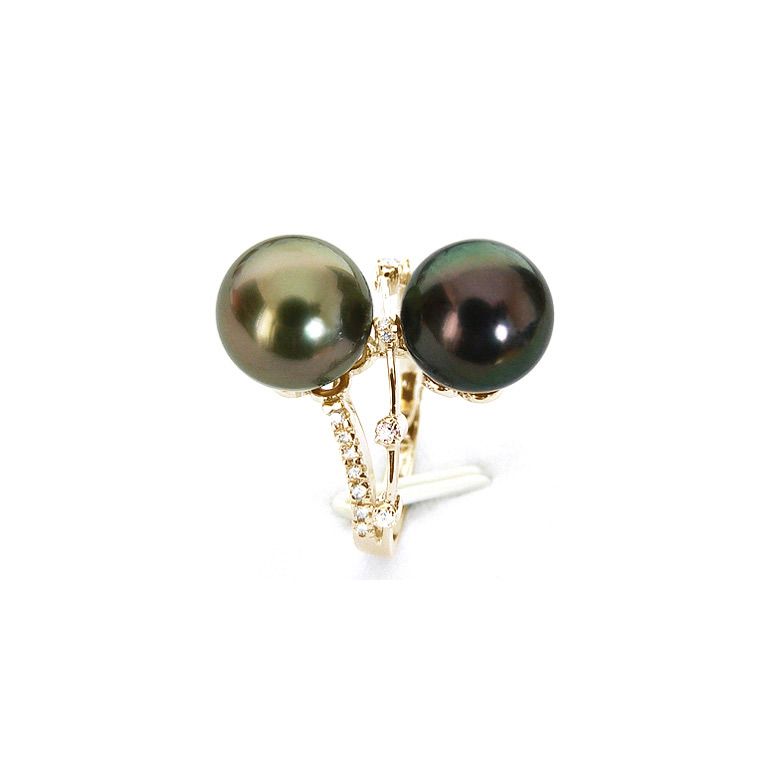 Anello Harbour - Oro Giallo, Diamanti e Perla di Tahiti - 1