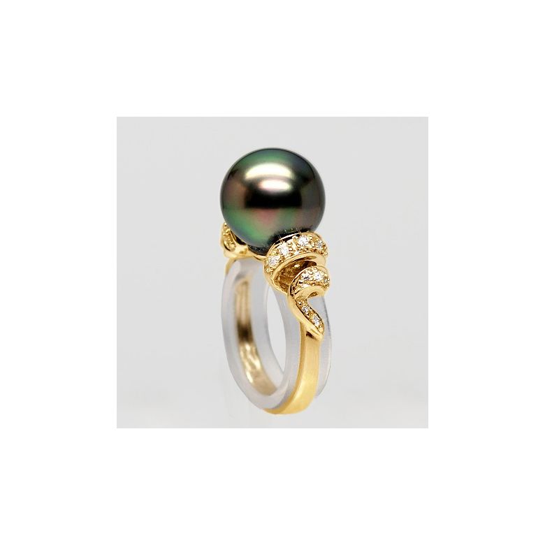 Anello Époques - Oro Giallo, Diamanti e Perla di Tahiti - 2