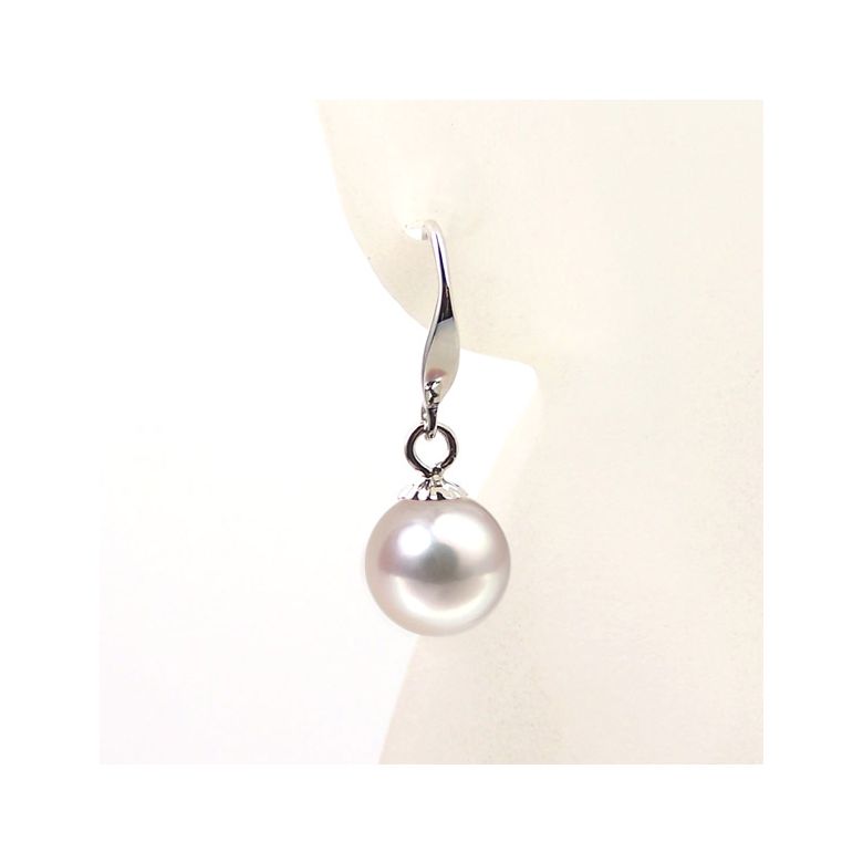 Orecchini Pendenti Crystal Kay - Perle Akoya Bianche 7/7.5mm AAA - Gancetti Oro Bianco - 3