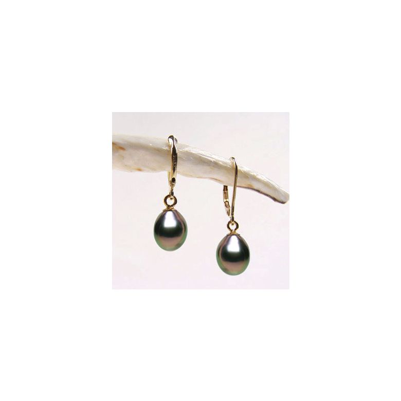 Orecchini Bastet - Perle Acqua Dolce Nera, Monachella Oro Giallo - 2