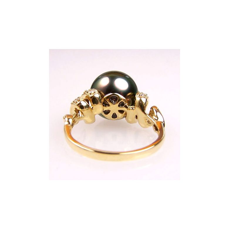 Anello Époques - Oro Giallo, Diamanti e Perla di Tahiti - 3