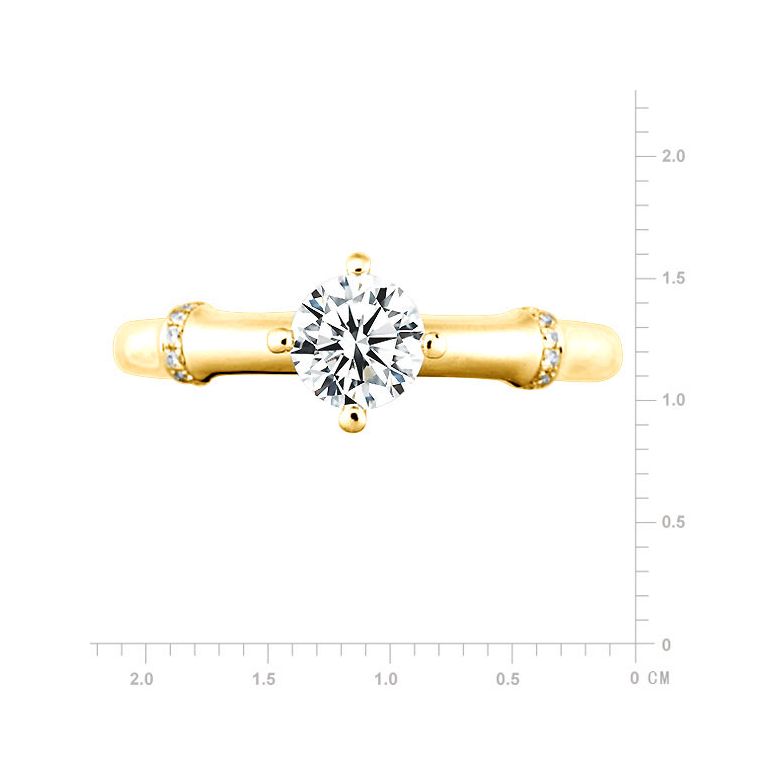 Anello di Fidanzamento Solitario Bambù Vegetale - Oro Giallo & Diamanti | Gemperles - 2