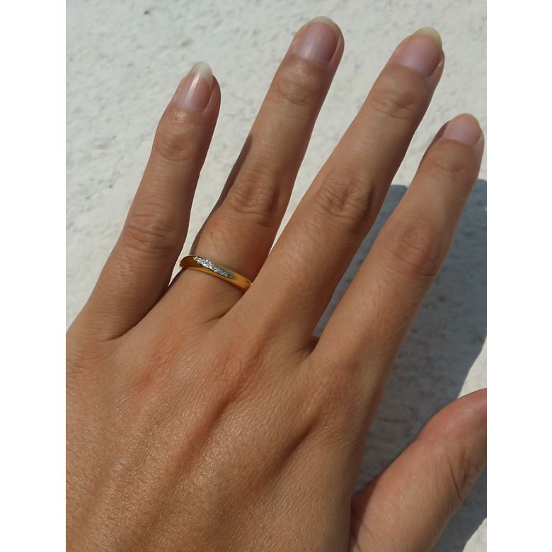 Fede Nuziale Barbara per Donna - Oro Giallo e Diamanti - 2